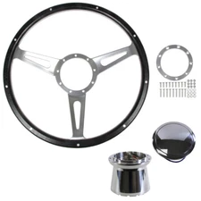 CJ Classics Steering Wheel Kit Black Forest 15" 9-Bolt With Three Slotted Sat...