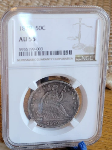 1879 Seated Liberty Half Dollar NGC AU-55 Beautiful Coin !!