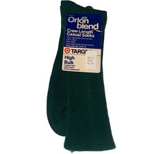 Orlon Blend Target High Bulk Crew Length Casual Green Socks Men s VNTG Sz 10-13