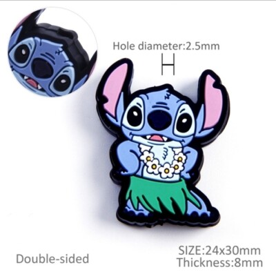 1 pc. Blue Alien Silicone Focal Bead, Beadable accessories Hula Stitch
