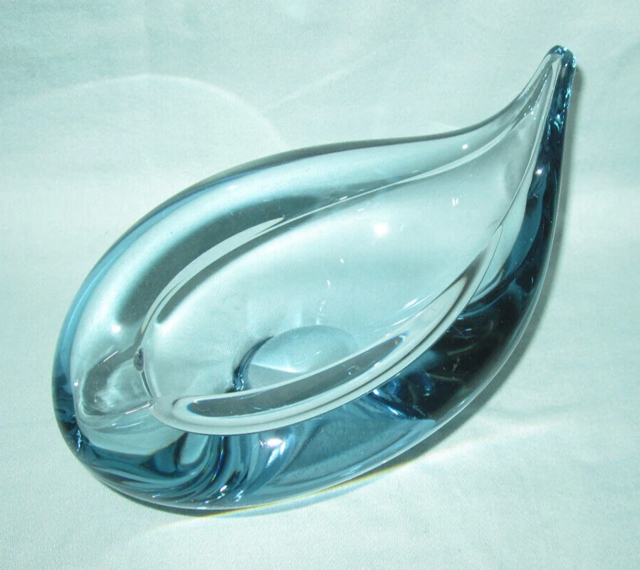 Tazón de lágrima de vidrio de arte transparente danés de colección, Per Lutken para Holmegaard, 1958