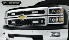 T-REX Torch Series BLACK Mesh Grille w/ 4 LED Bars for SILVERADO 14-15, USA made