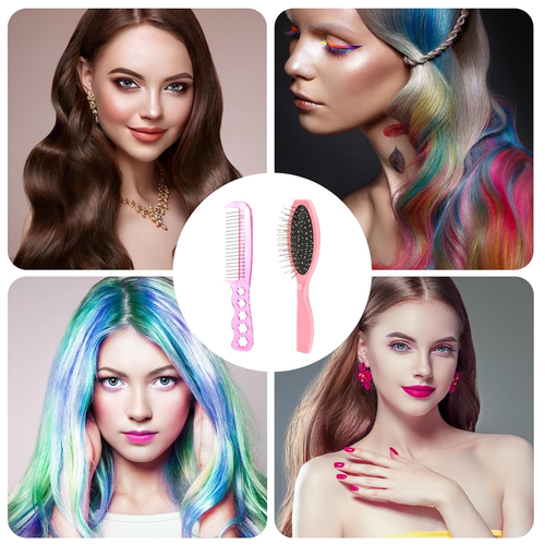 2 PCS Wig Brush Set - Stainless Steel Metal Bristle Comb and Cushion Detangling - Picture 7 of 12