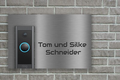 Produktbild von Jung Edelstahl Design Modernes V2A Edelstahl Türschild Für Reolink Smarte Video Türklingel - Klingelschild 20x16 Cm Haustürschild Mit Namen Individuell Personalisierbar (Anthrazit RAL 7016