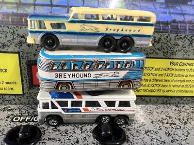 Lot of 3: Vintage Greyhound Line Bus Toys Metal Diecast Busses