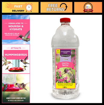 Ready-to-Use Hummingbird Nectar, Naturally Colored, Electrolytes, 64 oz Bottle