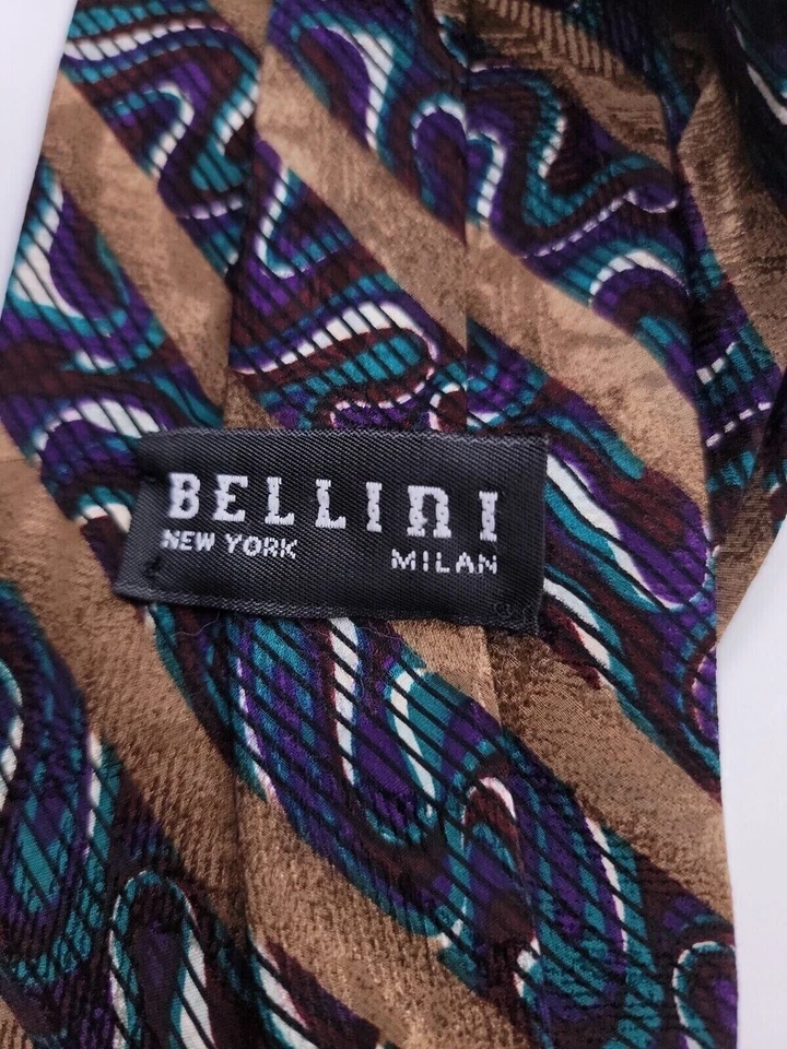 Corbata formal Bellini para hombre 58"Lx4"W marrón/púrpura Foto 3 de 4