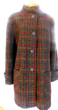 HARRIS TWEED for Kesta, London Coat Fits 16 Green Brown red check Coarse Tweed