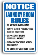 Laundry Room Rules Notice Bathroom Tin Metal Signs Home D cor 8x12