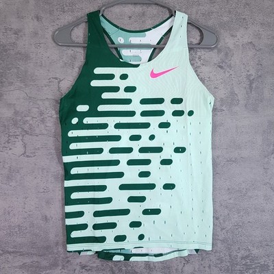 NIKE 2023 Pro Elite Team Distance Singlet Womens SMALL DR5029-341 Green Pink