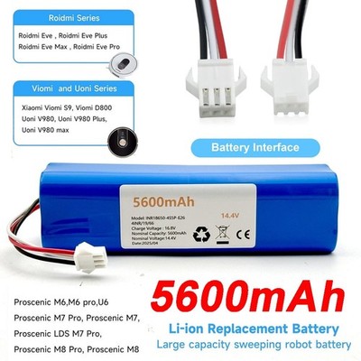 14.4V 5600mAh Akku Für Proscenic M7 Pro/M8 Pro/Roidmi Eve Plus Ersatzakku NEU