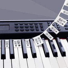Removable Piano Key Stickers Note Labels for Full Size, silicone-black-88key