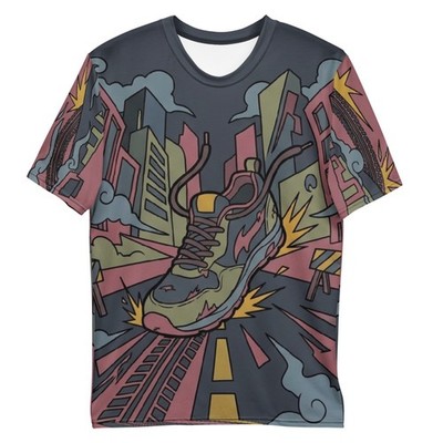 Urban Runner Sneaker T-Shirt | Comic Slate Pink Olivgrün Pop - Art