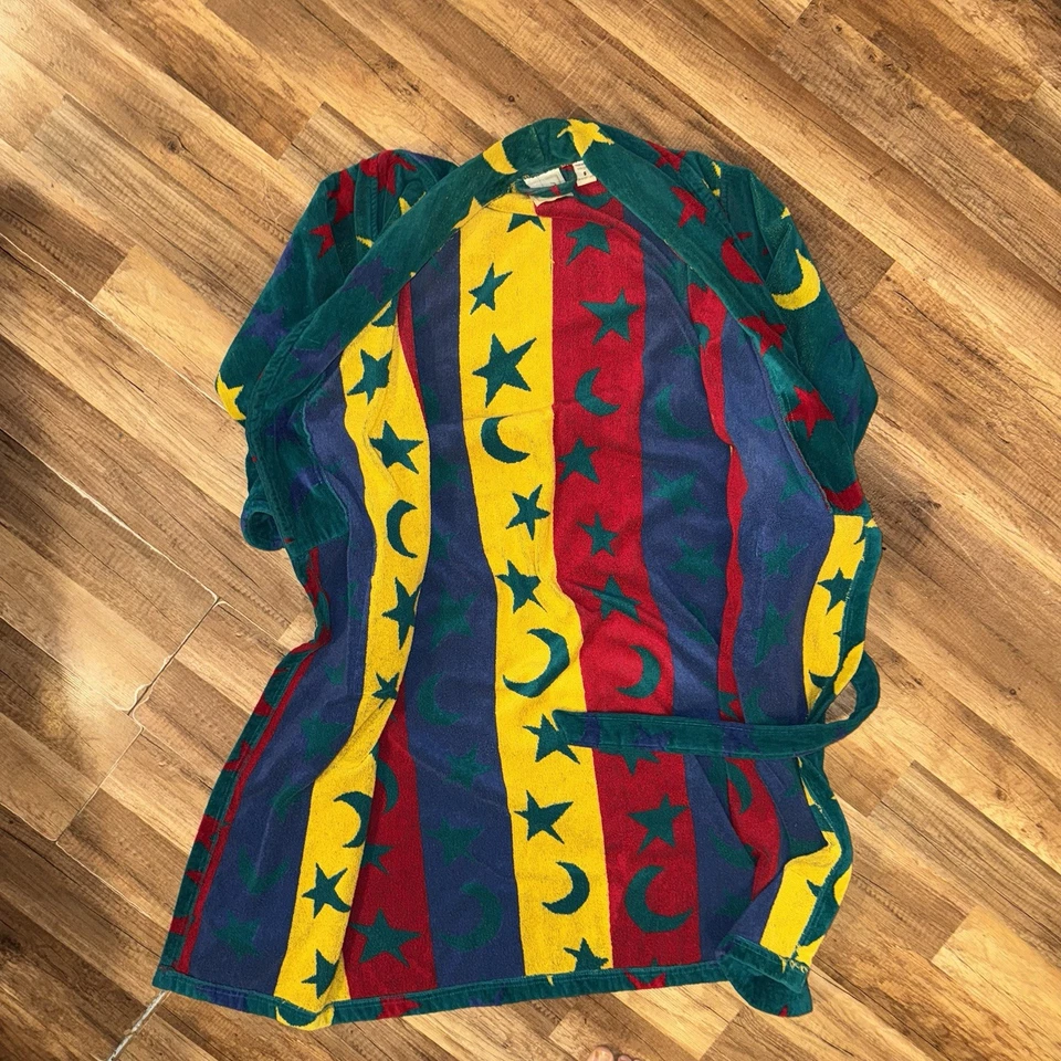 Roupão de banho vintage TJ Lawford Moon And Stars celestial tamanho pequeno - Imagem 4 de 4