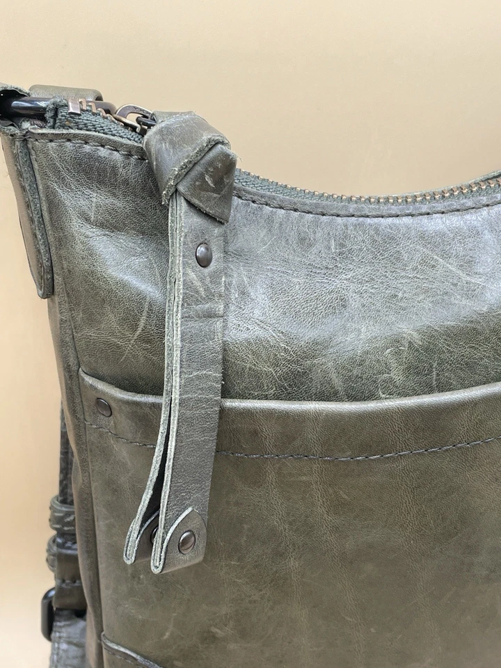 Bolso Bandolera Bolso Vintage Frye Melissa Swing Pack Cuero Verde Foto 4 de 4