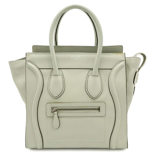 CELINE Luggage Micro Shopper Tote Handbag Light Gray Leather 177913