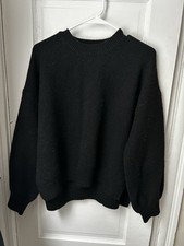 Women  s Black Sweater Split Hem Drop Shoulder Knit Top Size L
