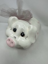 Vintage Rare Large Pink White Pig Piggy Bank