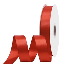 1 inch Wide 100 Yards Double Face Red Satin Ribbon Red Fabric Ribbon for Gift...