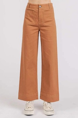 Trendsi Twill Pants Women's High Rise Wide Leg Casual Bottoms USA Ship