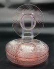 4 Pink Depression Glass 8” Footed Plates Imperial Twisted Optic Vintage