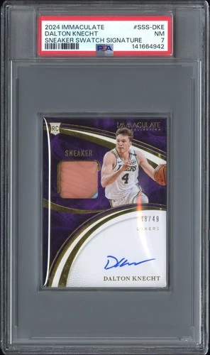 141664942 Dalton Knecht 2024 Panini Immaculate RC Sneaker Patch Auto /49 PSA 7