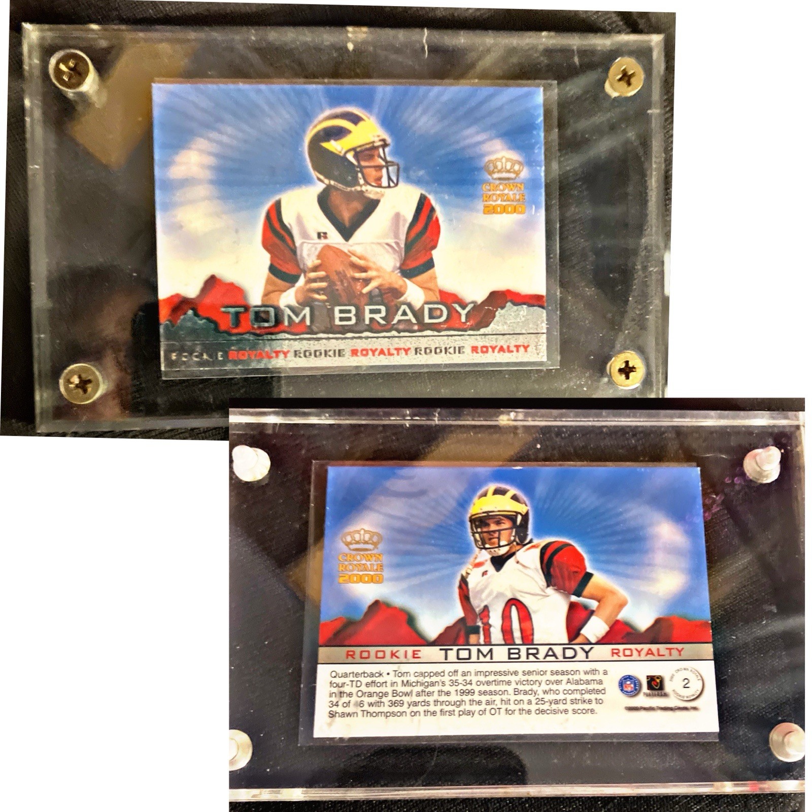 2000 Pacific Crown Royale Rookie Royalty Tom Brady Wolverines College Card