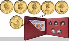QE II Portraits on Sovereign 5 Coin collection 1/1000 999 Gold