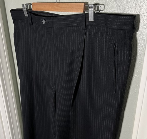 Vintage Giorgio Armani Le Collezioni Suit Mens 48 Long Black Striped Wool ITALY - Bild 7 von 22