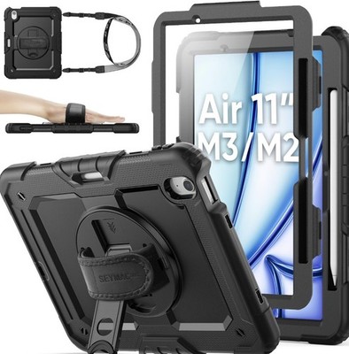 SEYMAC Stock Case For IPad Air 11 Inch Case M3/ M2 (2025/2024) Heavy Duty, Black