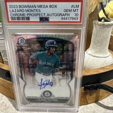 2023 BOWMAN MEGA BOX CHROME PROSPECT AUTOS #LM LAZARO MONTES PSA 10 AUTO