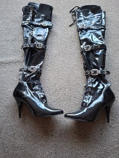 Well Used Size 11 (10) Thigh High Boots Dirty Slutty Whore Transvestite Boots