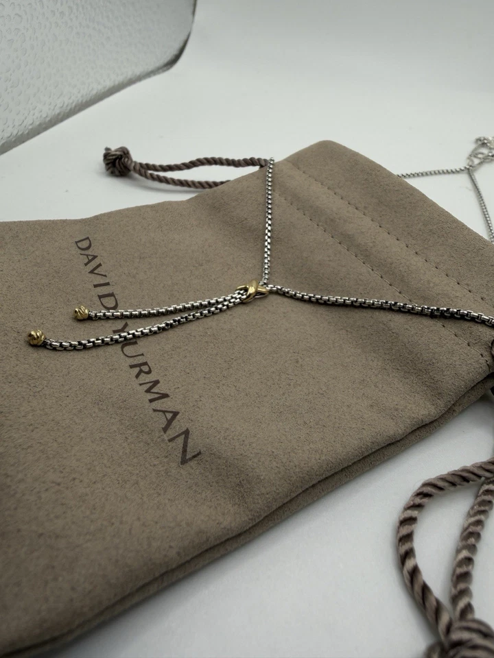 Collar David Yurman Petite X Lariat en plata de ley con oro amarillo de 18 quilates Foto 2 de 4