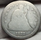 1877-CC Seated Liberty Quarter – Carson City Mint – Good/AG Condition - Q-77cc