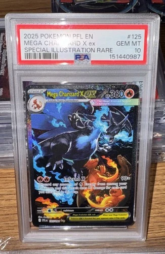 2025 POKEMON PFL EN-PHANTASMAL FLAMES #125 MEGA CHARIZARD X EX PSA 10 💎 SIR