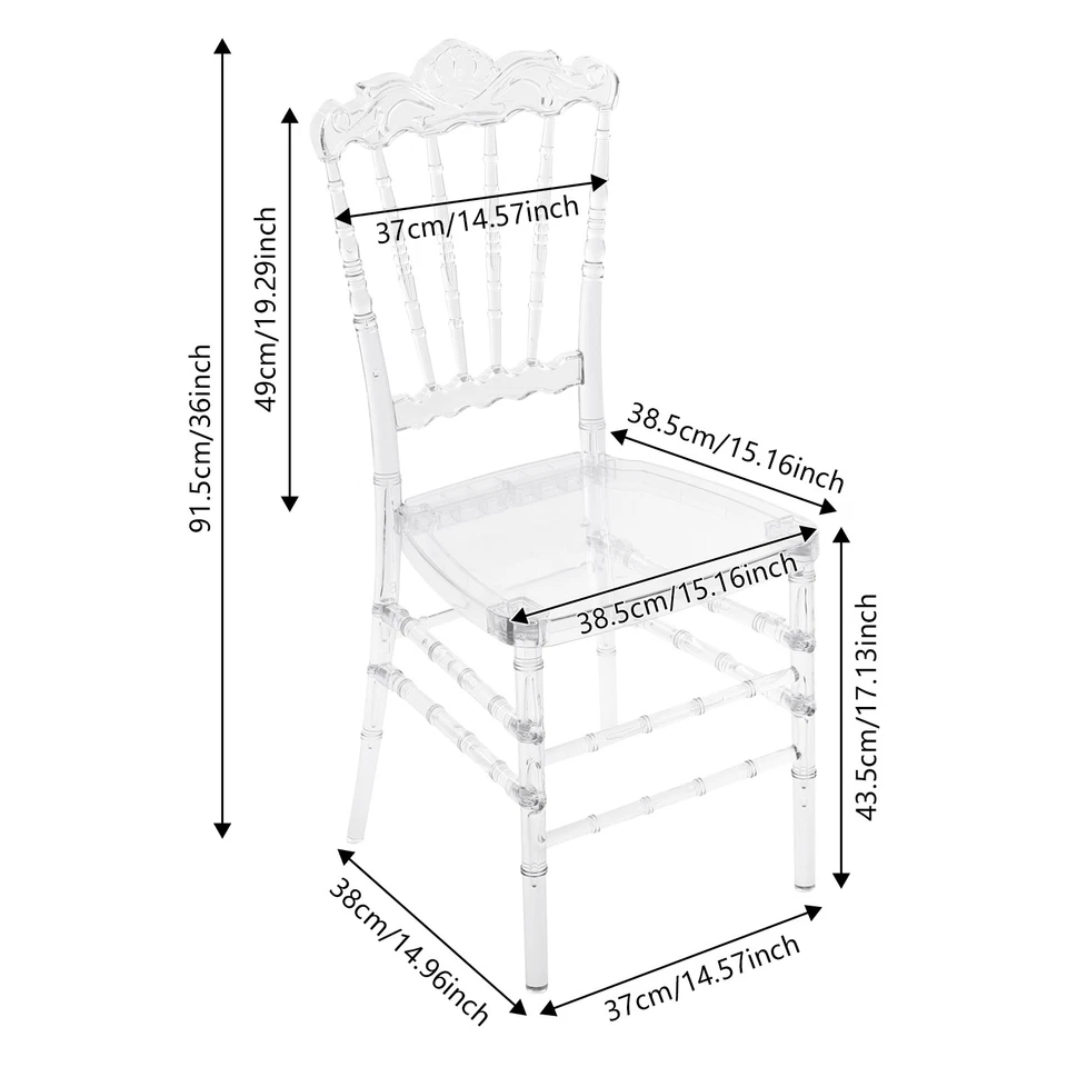 Juego de 4 sillas de comedor transparentes apilables elegantes para bodas fiestas eventos sillas de cristal Foto 4 de 4
