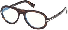 NEW TOM FORD FT5756-B 052 SHINY DARK HAVANA BLUE LIGHT BLOCK 53MM AUTHENTIC EYEG