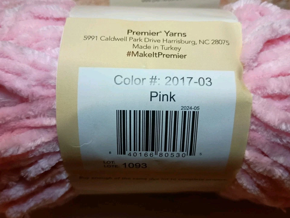 Premier Just Chenille Yarn - 3 Skeins - Pink, Oyster, Pastel Green - Image 2 of 4