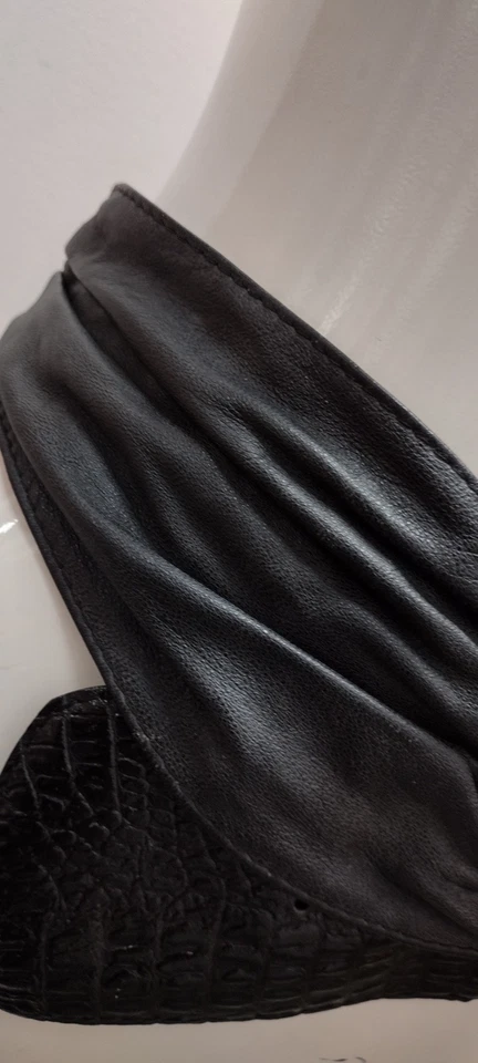 New Wave Black Belt Leather New Wave Evening Cocktail Wear 27 Waist Faux Croc - Image 4 of 4