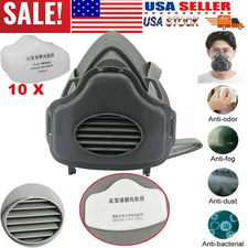 Half Face Dust Respirator Gas Mask with 10 Replaceable Filters for Industrial