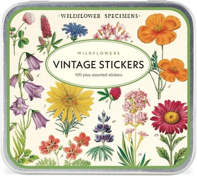 Cavallini WILDFLOWERS Vintage Stickers 100 plus assorted adhesive stickers