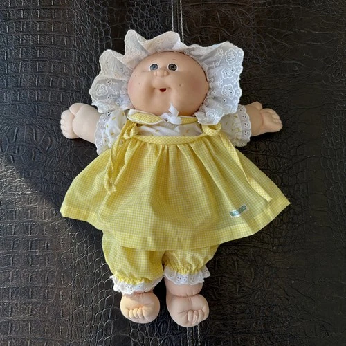 Vintage 1980s 14” Preemie Cabbage Patch Kids Doll In Lace Trim Dress And Vest