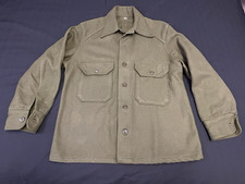 NOS Vintage 1950s Olive Green Army Field Shirt Wool Military Sz M 108