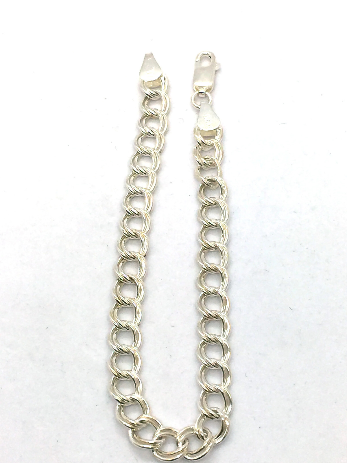 Solid 925 Sterling Silver Charm Link Curb Bracele… - image 1