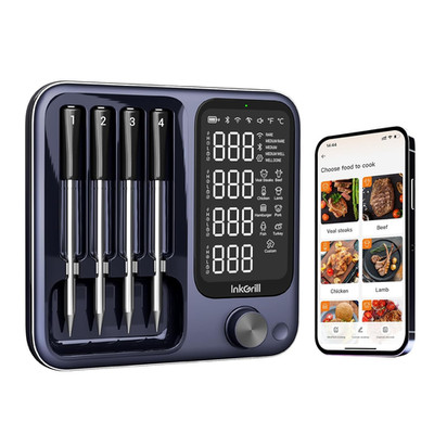 Wireless Meat Thermometer with APP Control，4 Probes Meat Thermometer Digital, Un