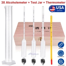 3Pcs Hydrometer Alcohol 0-200 Proof Tralle - Accurate,Easy-to-Use Alcohol Tester