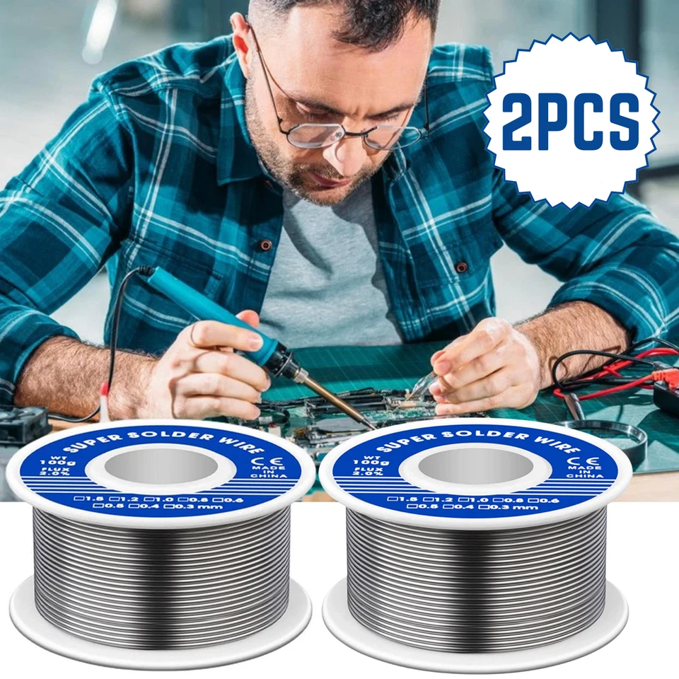 SHOPTRENDYS 63/37 Tin Lead Rosin Core Solder Wire Reel For Electrical Soldering Flux 2pack