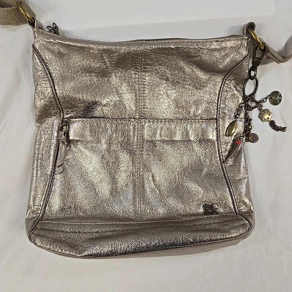 The Sak Lucia Leather Crossbody Messenger Bag Purse Metallic Crossbody - Image 3 of 4