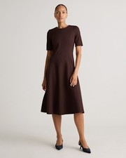 Quince Women Ultra-Stretch Ponte Short Sleeve Midi Dress Espresso S
