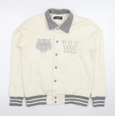Primark Herren Elfenbein Grau College Jacke XS Baumwollmischung